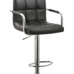 Contemporary Adjustable Swivel Arm Bar Stool with Cushion