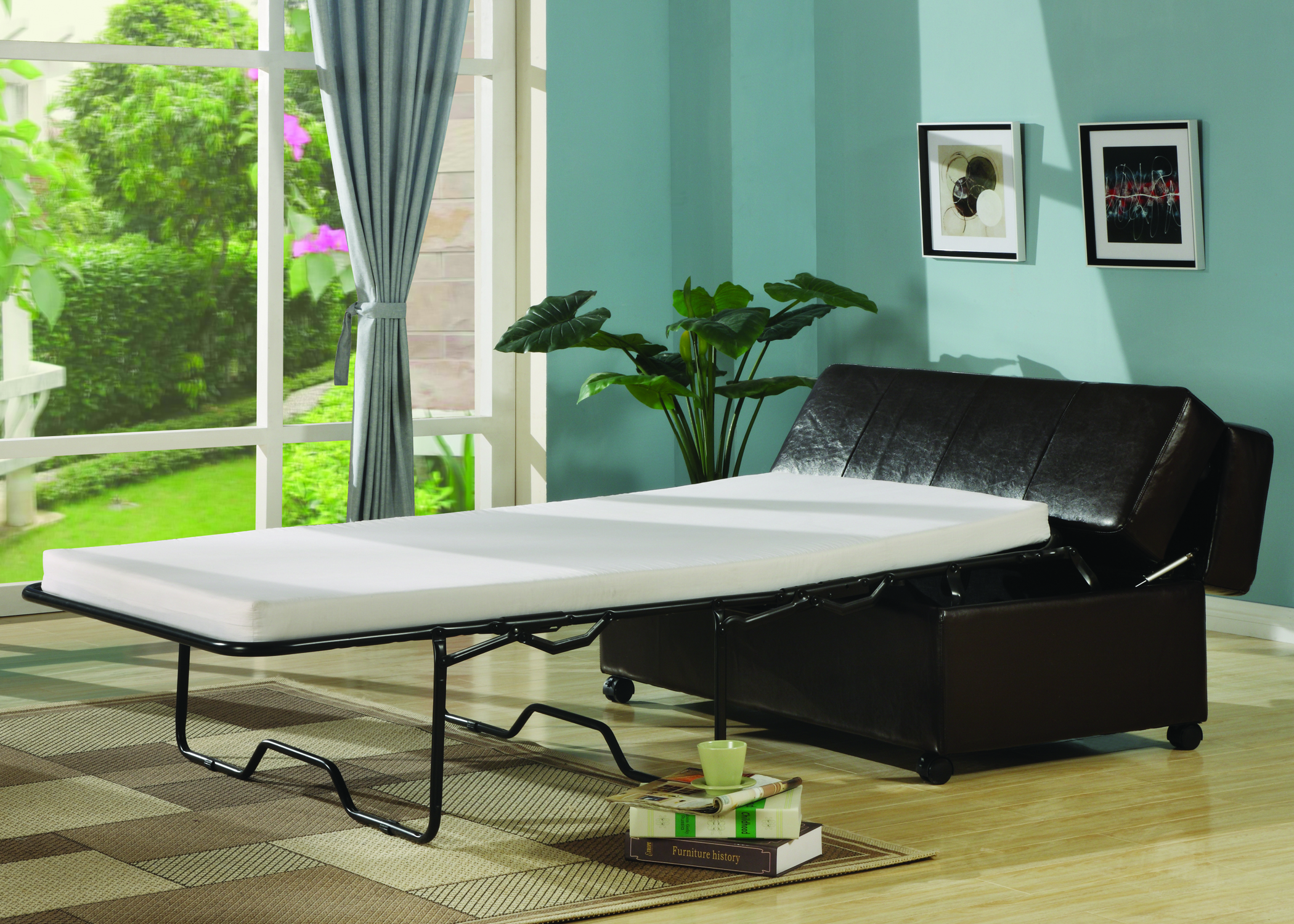 fold out ottoman sleeper bed with mattress