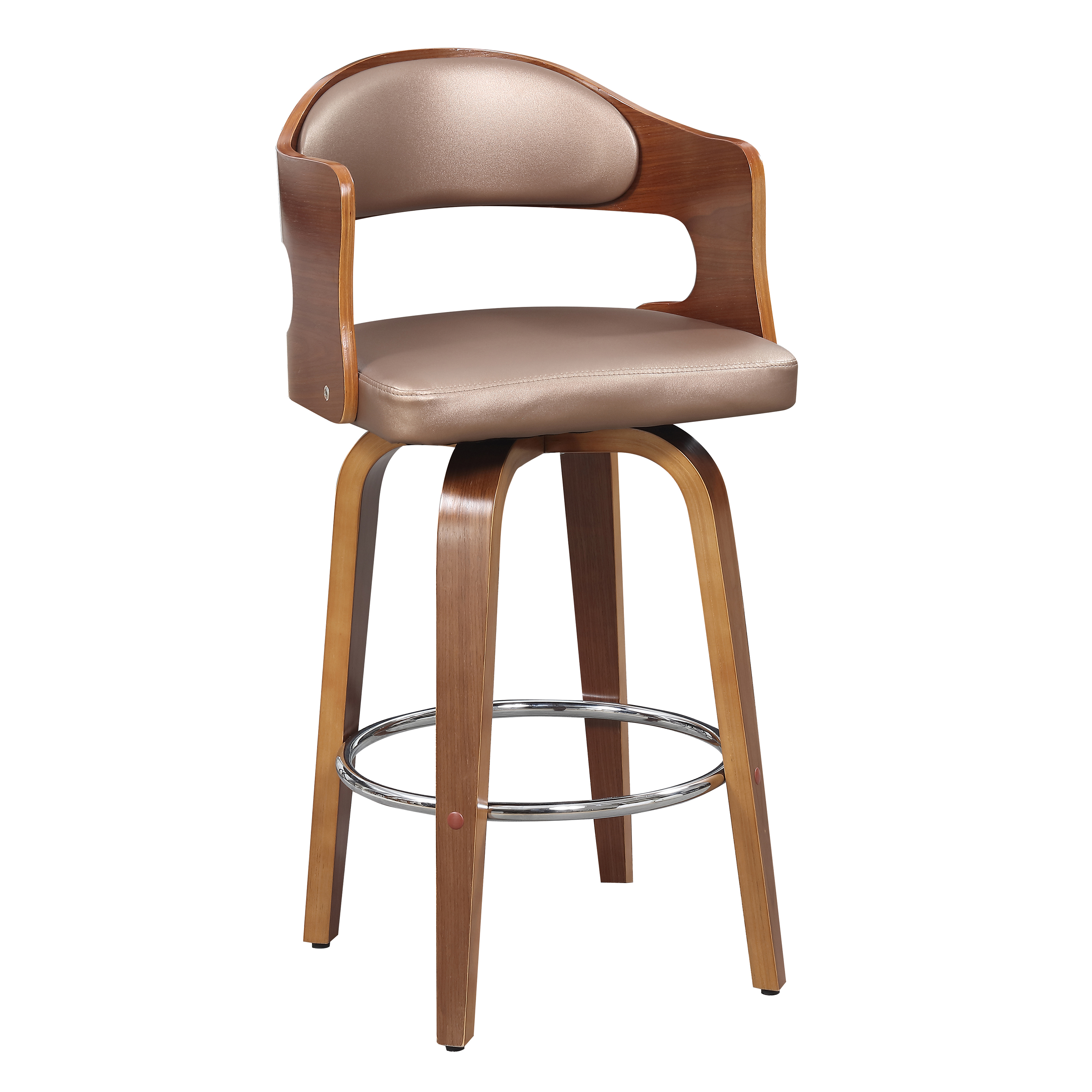 Wood And Faux Leather Mid Century 27, 27 Inch Bar Stools