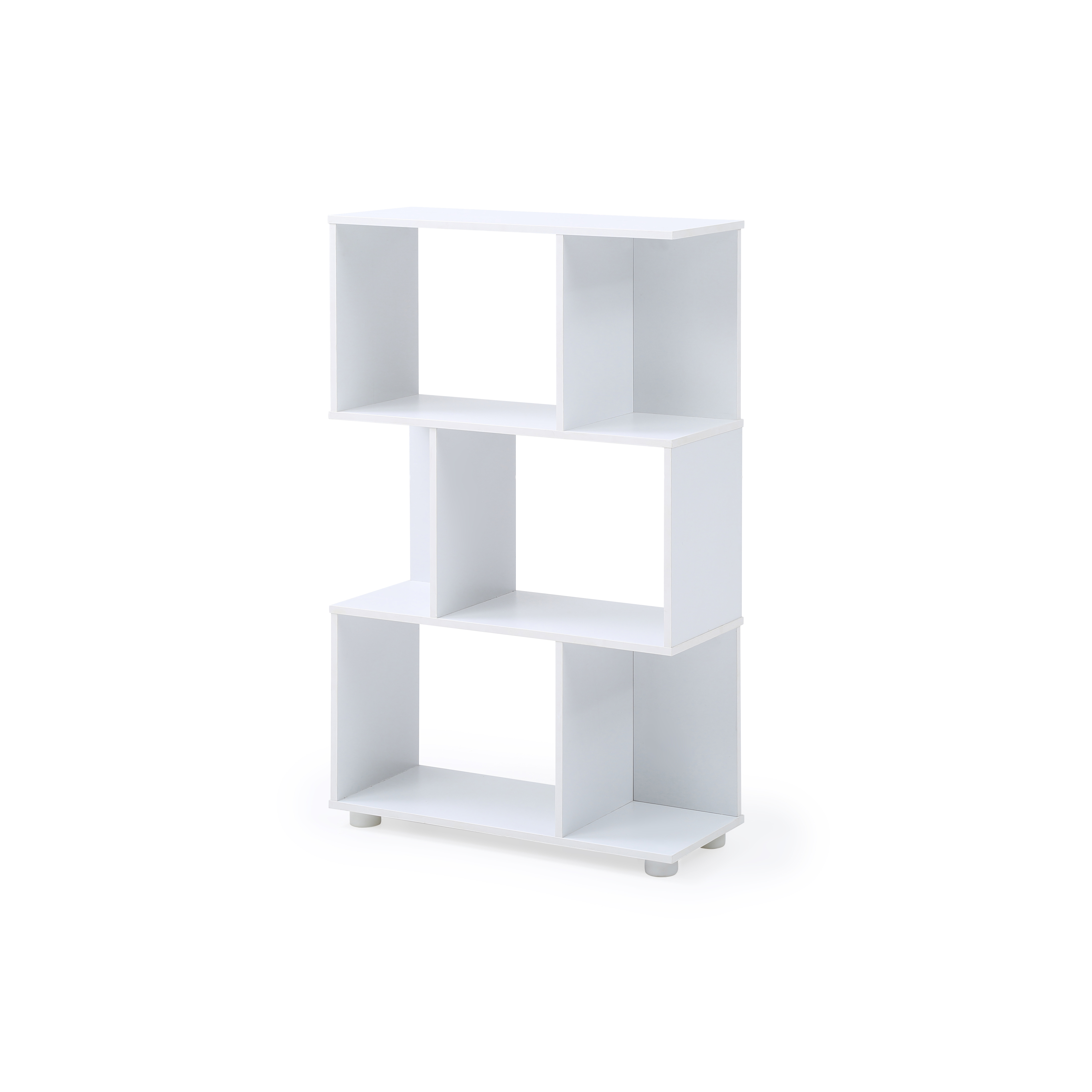 Modern Staggered 3 Shelf Manor Bookcase, Staggered Shelves Bookcase
