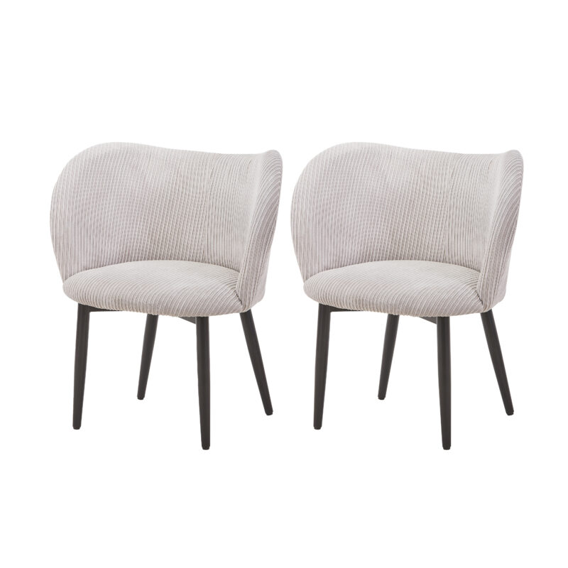 Mid-Century Modern Corduroy Dining Chair, Grey (Set of 2)