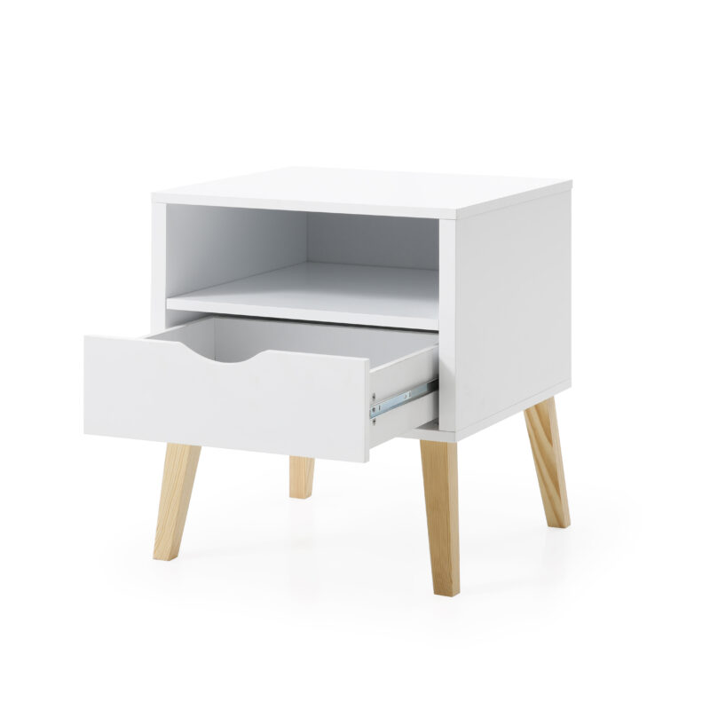 Mid-Century Modern Night Stand, White