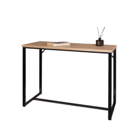 Bali Coastal Modern Console Table Natural Wood Top with Black Metal Legs